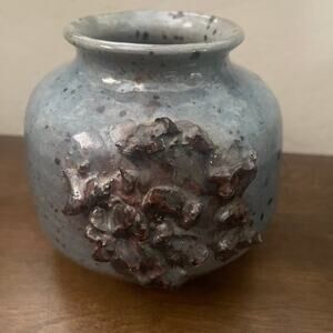 Pottery vase lava glaze 4-1/2" Gorgeous and Heavy